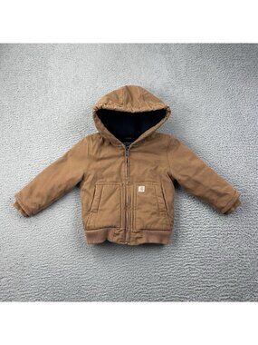 Carhartt Kids Hooded Active Jacket Brown Canvas Style# OJ8552-B  Size 3T